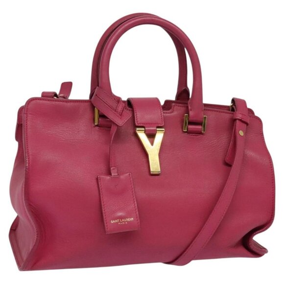 SAINT LAURENT Petit Cabas Hand Bag Leather 2way Pink Gold 311210 Auth 122446 - Picture 1 of 16